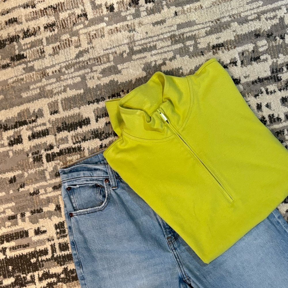Sunday Best Monarch 1/2 Zip Lime Green Long Sleeve Cropped Top Size Small - Picture 16 of 17